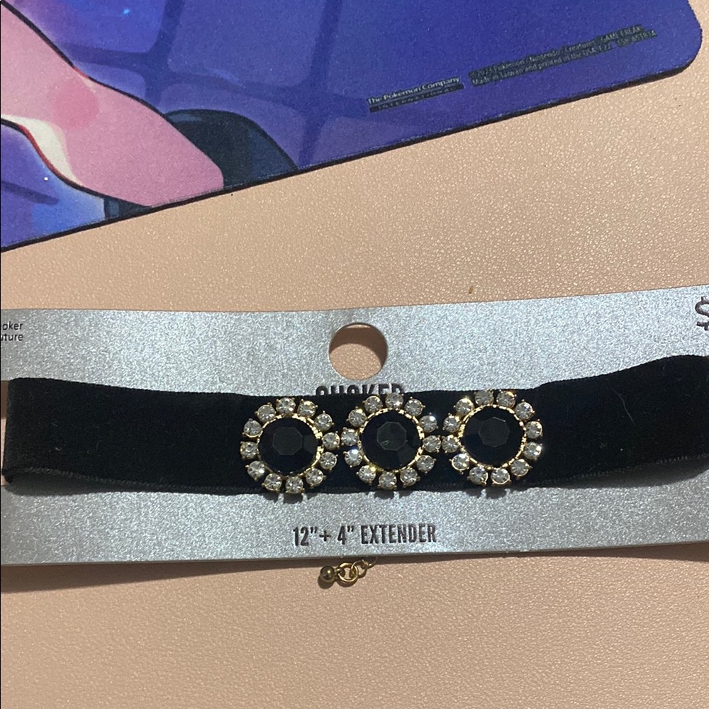Elegant Black Velvet Choker with Gold Accents